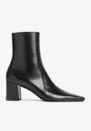 Saint Laurent Ankle Block Heel Square Toe Boot In Black