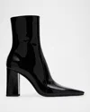 Saint Laurent Rainer Patent Leather Booties In Black