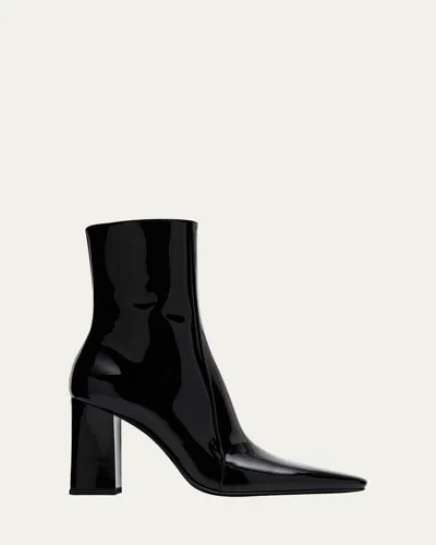 Saint Laurent Rainer Patent Leather Booties In Black