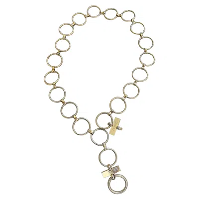 Pre-owned Saint Laurent Rare 1970s Yves  Veruschka Gold Disco 70s Ring Chain Belt Neckalce