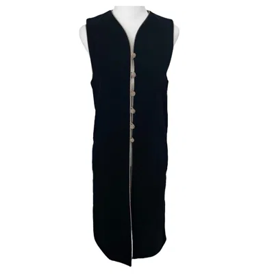 Pre-owned Saint Laurent Rare Russian Velvet Midi Vest Size Fr 34 Caftan Cotton In Black