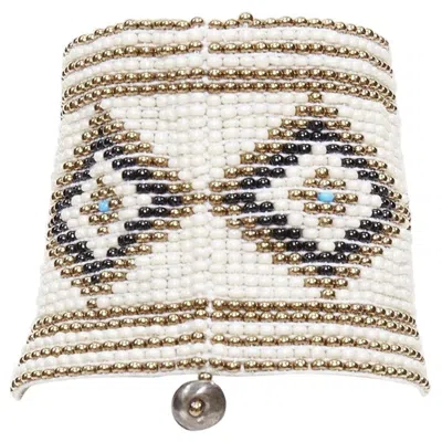 Pre-owned Saint Laurent Rare  Hedi Slimane Hippie Miyuki Ethnic Bead Elastic Cuff Bracelet In Multi