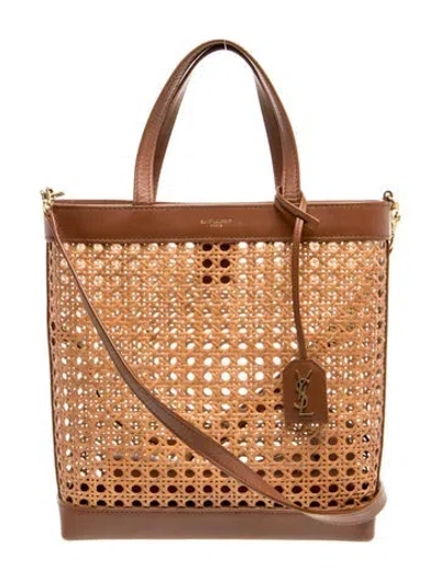 Pre-owned Saint Laurent Rattan Woven Cane In Brown