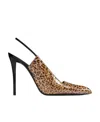 Saint Laurent Animal Patterned Patent Leather Slingbacks With Stiletto Hee In Brown