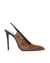 Saint Laurent Animal Patterned Patent Leather Slingbacks With Stiletto Hee In Animalier