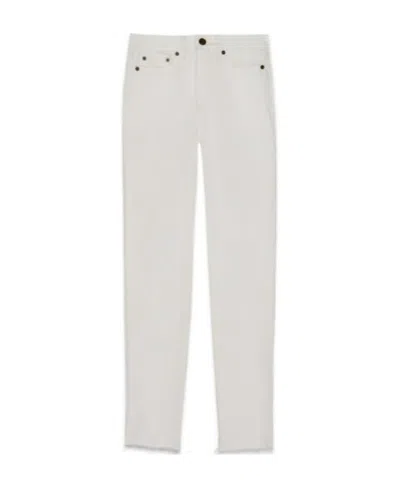 Saint Laurent Raw-edge Straight Leg Jeans In White