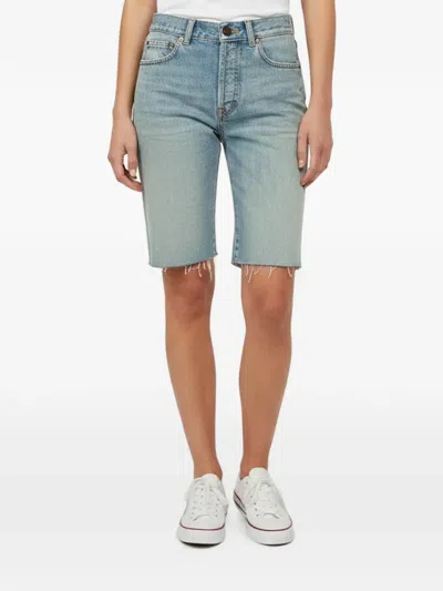 Pre-owned Saint Laurent Raw-edge Denim Shorts In Blue