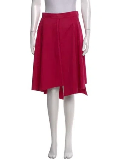Pre-owned Saint Laurent Raw-edge Trim Knee-length Skirt In Pink