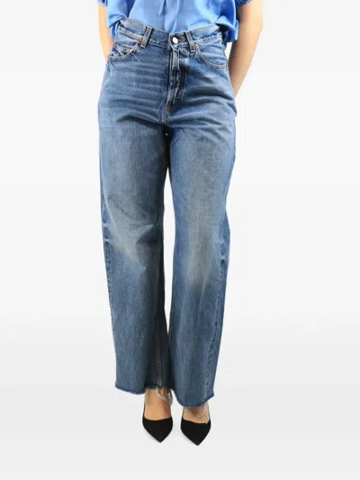 Pre-owned Saint Laurent Raw-hem Wide-leg Jeans In Blue