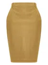 Saint Laurent Rear-slit Cotton Midi Skirt In Yellow