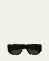 Saint Laurent 52mm Rectangular Sunglasses In Shiny Solid Black