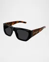 Saint Laurent 52mm Rectangular Sunglasses In Shiny Solid Black