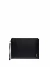 Saint Laurent Rectangle Calf Leather Pouch In Black