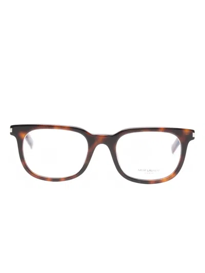 Saint Laurent Rectangle-frame Glasses In Brown