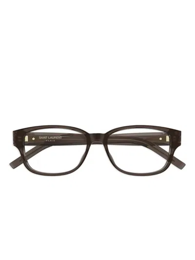 Saint Laurent Rectangle-frame Glasses In Brown
