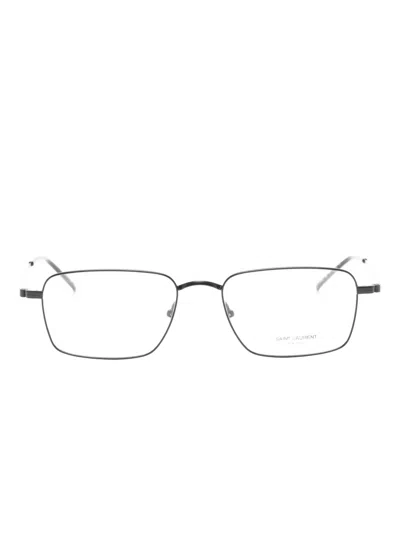 Saint Laurent Rectangle Frame Sl844 Glasses In Metallic