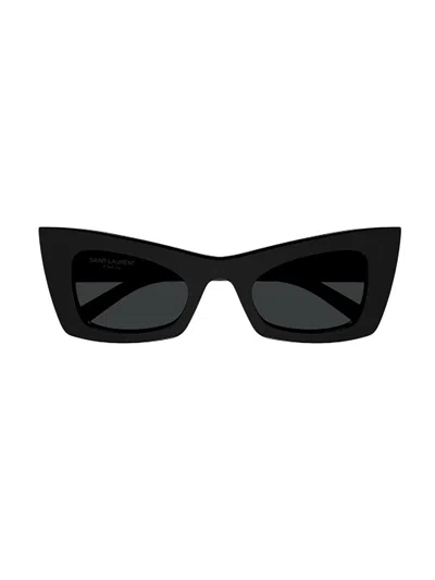 Saint Laurent Rectangle-frame Sunglasses In 001 Black Black Black
