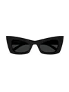 Saint Laurent Rectangle-frame Sunglasses In 001 Black Black Black
