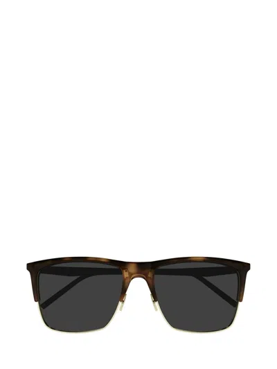 Saint Laurent Rectangle-frame Sunglasses In Brown