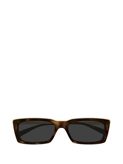 Saint Laurent Rectangle-frame Sunglasses In Brown
