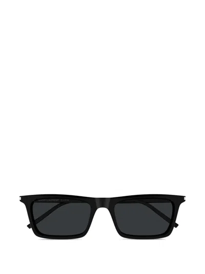 Saint Laurent Havana-havana-grey Acetate Sunglasses In Black