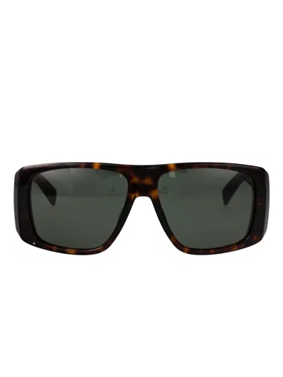 Saint Laurent Havana-havana-grey Recycled Acetate Sunglasses In Brown