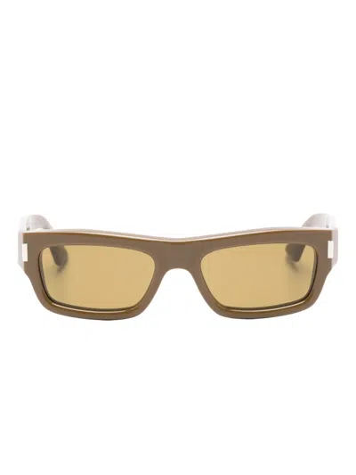 Saint Laurent Rectangle-frame Sunglasses In Brown