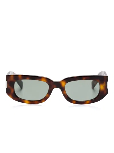 Saint Laurent Rectangle-frame Sunglasses In Brown