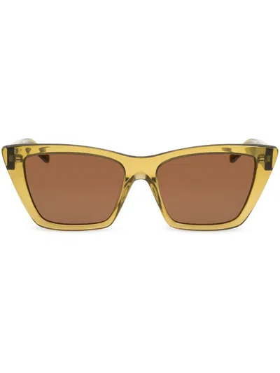 Saint Laurent Rectangle-frame Sunglasses In Gold