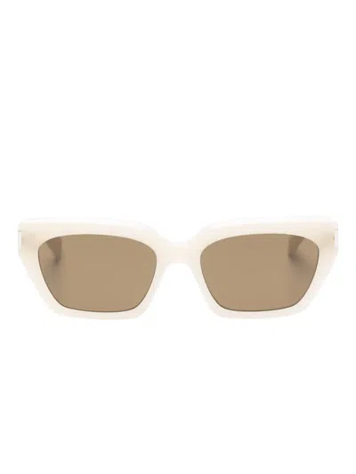 Saint Laurent Rectangle Frame Sunglasses In Neutral