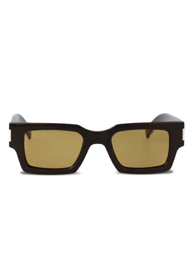 Saint Laurent Rectangle-frame Tinted Sunglasses In Black