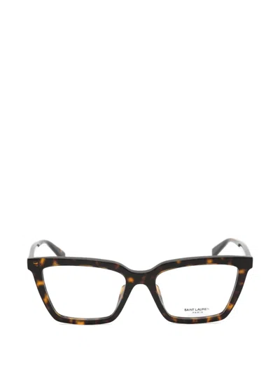Saint Laurent Rectangle-frame Glasses In Brown