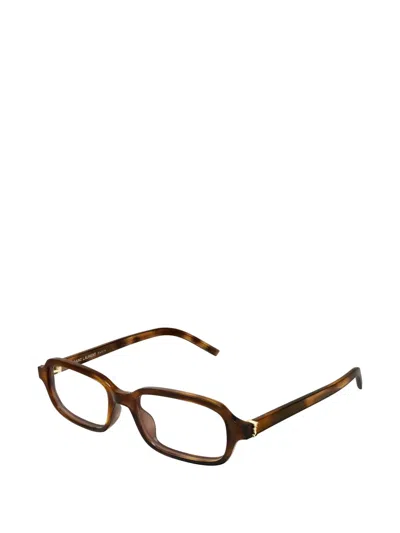 Saint Laurent Rectangle-frame Glasses In Brown