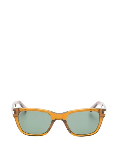 Saint Laurent Rectangle-frame Sunglasses In Brown