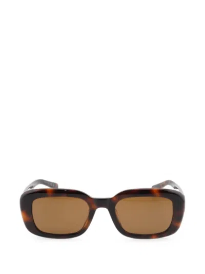 Saint Laurent Rectangle-frame Sunglasses In Brown