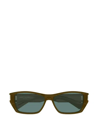 Saint Laurent Rectangle-frame Sunglasses In Brown