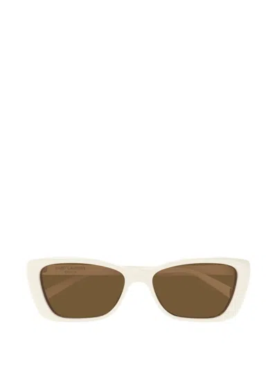 Saint Laurent Rectangle-frame Sunglasses In Neutral