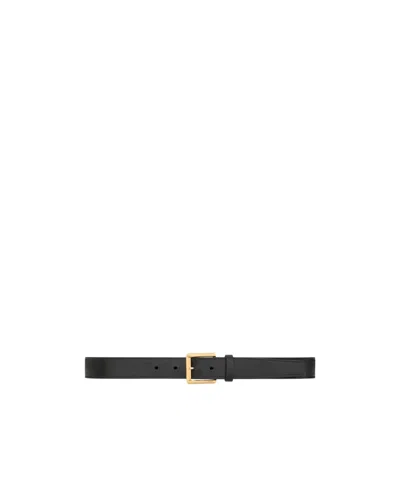 Saint Laurent Rectangular Buckle Belt In Leather In Black
