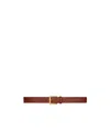 Saint Laurent Rectangular Buckle Belt In Leather In Brown
