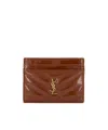 Saint Laurent Rectangular Card Holder In Glaze Brown
