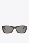 Saint Laurent Rectangular-frame Logo Sunglasses In Gray
