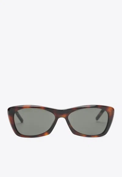 Saint Laurent Rectangular-frame Logo Sunglasses In Gray