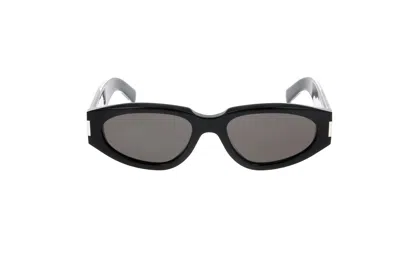 Saint Laurent Rectangular Frame Sunglasses In 001 Black Crystal Black