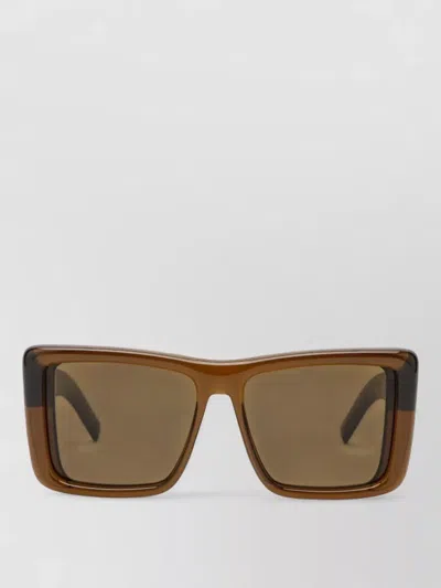 Saint Laurent Rectangular Frame Sunglasses Slim Temple Lenses In Brown