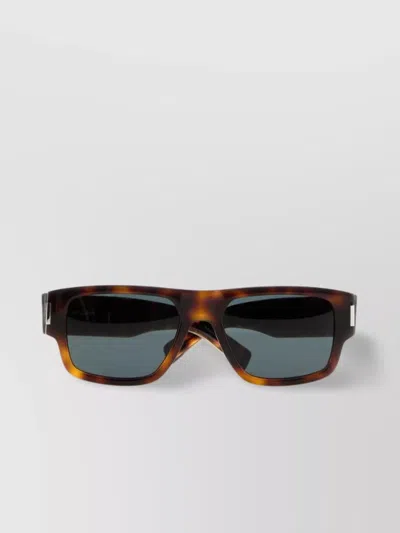 Saint Laurent Rectangular Frame Tortoiseshell Pattern Sunglasses In Multi