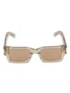 Saint Laurent Rectangular Frame Transparent Sunglasses In Yellow/brown