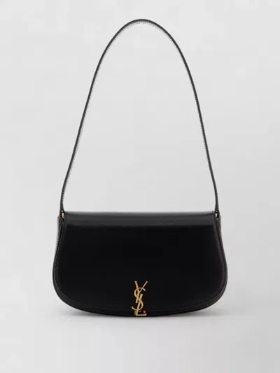 Saint Laurent Rectangular Leather Shoulder Bag Strap In Black