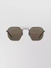 Saint Laurent Rectangular Metal Frame Sunglasses With Slim Temples In Brown