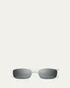 Saint Laurent Rectangular Metal Sunglasses In White