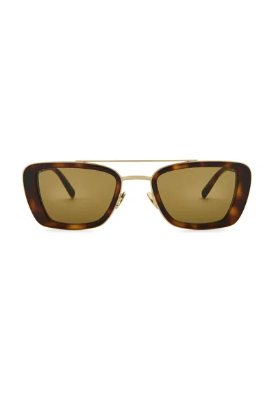 Saint Laurent Rectangular Sunglasses In Brown